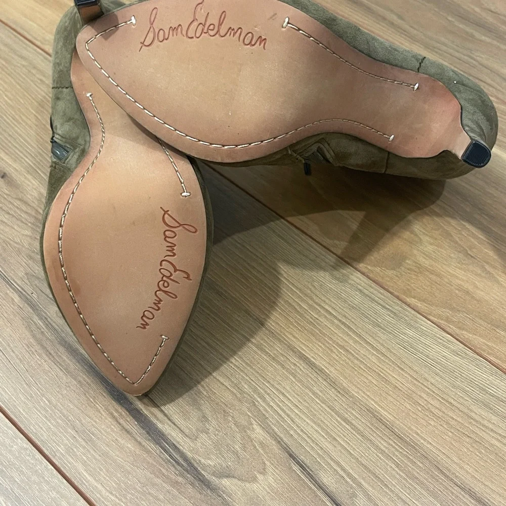 Sam Edelman Green Suede High Heel lace up ankle booties size 7.5 - Picture 3 of 5